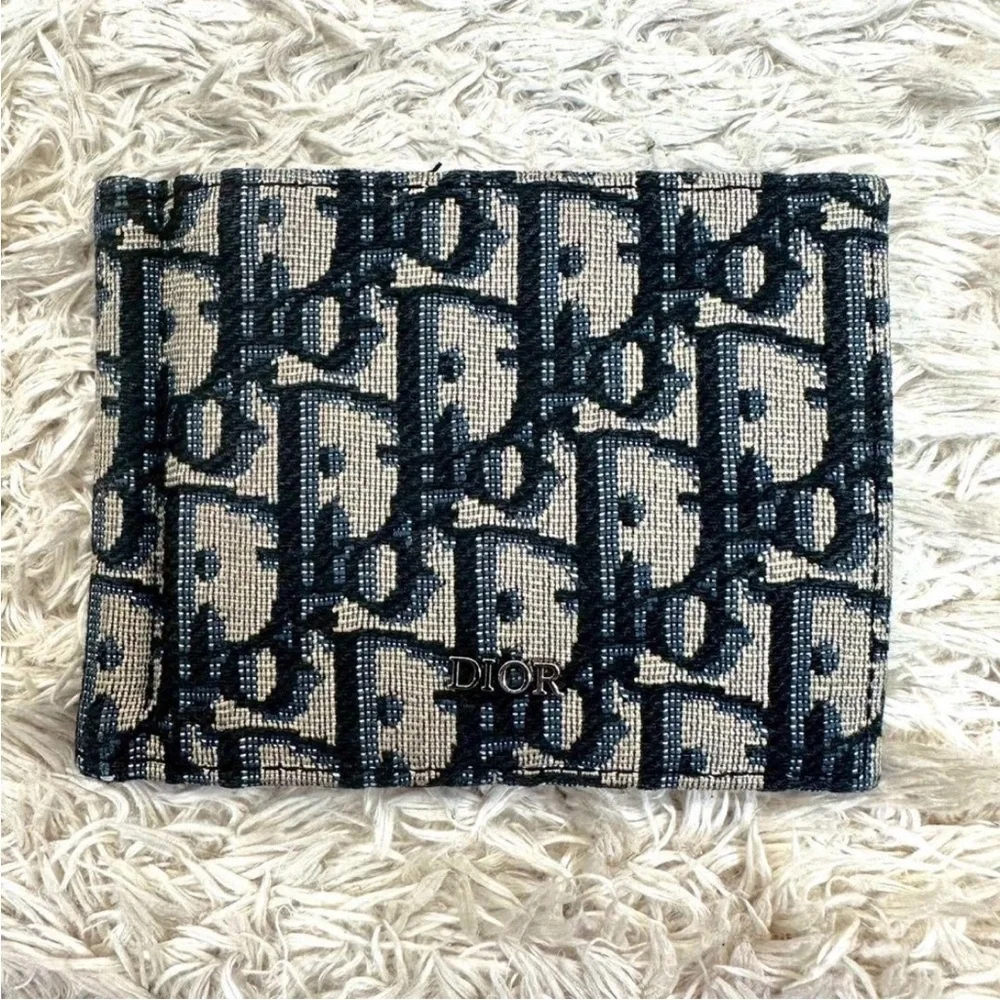 Dior Monogram Blue and Cream Wallet Unisex